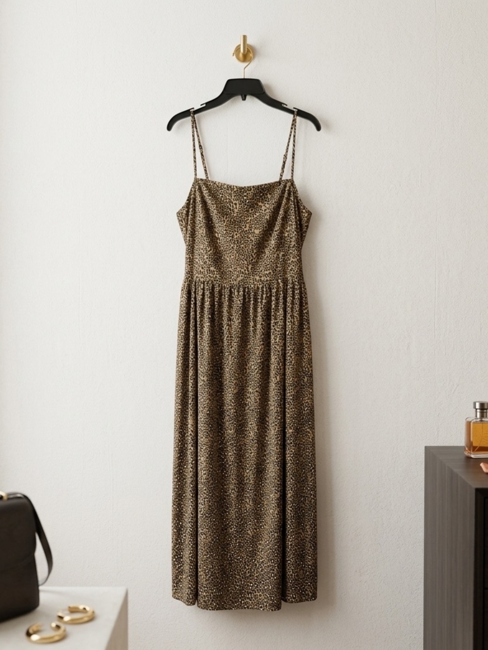 Goodthreads Leopard Print Spaghetti Strap Maxi Dress - Brown/Black